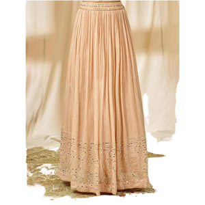 Fabuloso Peach Georgette Recepción Desgaste Lehenga Choli Hilo Bordado para Bodas - Product Image 1
