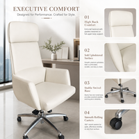 Chaise de bureau de luxe Executive Boss Royal en cuir véritable appuie-tête réglable siège pivotant moderne en métal et aluminium