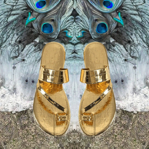 Sandales de plage d'été européennes pour femmes, style œil de paon, à enfiler, tendance mode, chaussures à plateforme, semelle en caoutchouc, chaussons de luxe - Product Image 3