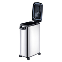 BX Conteneur de stockage d'aliments pour animaux de compagnie en acier inoxydable de grande capacité 12L et 20L avec roues et cuillère
