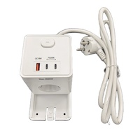 Wellsdiy CE EU Cubo de Enchufes 6 en 1 de 16A con 1 Puerto USB-A, 2 Puertos USB-C y 3 Tomas de Corriente Alterna, Enchufe de Extensión con Clavija Europea