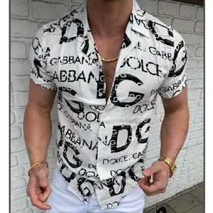 بيع بالجملة زهرة هاواي قميص عارضة أزياء الرجال الجديدة الشاطئ قميص الصيف المطبوعة قميص الرجال بأكمام قصيرة