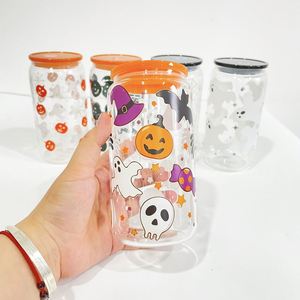 Vaso de Cerveza de 16 oz con Diseño de Halloween, Impresión UV 3D, Tapa de Plástico y Pajita Transparente de PP, para Regalo de Halloween - Product Image 2