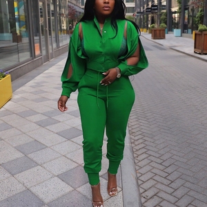 <span class=keywords><strong>Completo</strong></span> Autunno 2026 AL2: Cardigan a Maniche Lunghe Traforato e Pantaloni Jogger Abbinati, Set Due Pezzi <span class=keywords><strong>Casual</strong></span> da <span class=keywords><strong>Donna</strong></span> - Product Image 1