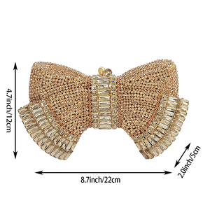 Sweet Bowknot-shaped Crystal Diamond Evening Purse Cute Women Chain Shoulder Bag for Cocktail Banquet - Product Image 6