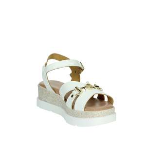 Sandales compensées Donna Serena pour femme en cuir blanc, style plateforme estival - Product Image 5