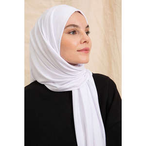 Écharpe en coton blanche de longueur moyenne pour femmes, écharpe douce pour la peau - Product Image 2
