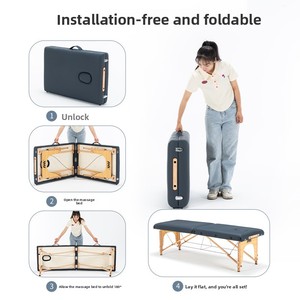 Cama de Masaje Plegable de Madera Original Mino, Portátil, para el Hogar, para <span class=keywords><strong>Tui</strong></span> Na, Moxibustión, Fisioterapia y Belleza - Product Image 2