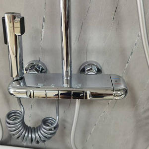 Ensemble de douche tout en cuivre XMS 2187 2, finition chromée, pommeau de douche supérieur, eau chaude et froide pour la maison - Product Image 1