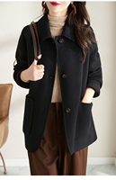 Manteau élégant pour femme, automne-hiver, coupe ample, col rabattu, simple boutonnage, polyester, décontracté, mi-long, avec grandes poches