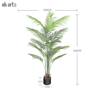 Palmera Artificial Oh Arts de 160 cm, Hojas de Palma Artificiales <span class=keywords><strong>Gigantes</strong></span>, Decoraciones de Interior, Palmera Artificial Kwai Areca - Product Image 2