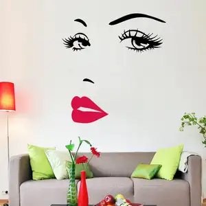 Adhésif muraux en Pvc 3d motif lèvres et yeux de dame, décoration de maison, vinyle, 3d, pour le salon, 1 pièce/sac en opp