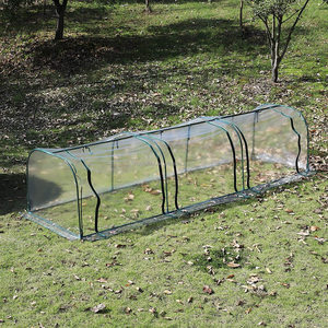 HUGELEAF Steel 3 Zipped Doors Metal <b>Frame</b> Tarpaulin Outdoor Tunnel <b>Tent</b> Transparent PVC Mini Garden Greenhouse Eco-Friendly - Product Image 6