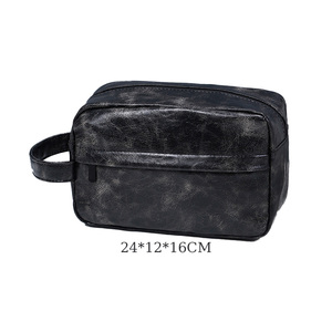 Borsa da Viaggio per Cosmetici <span class=keywords><strong>in</strong></span> <span class=keywords><strong>Pelle</strong></span> PU di Grande Capacità per <span class=keywords><strong>Uomo</strong></span>, Organizer Portatile per Articoli da Toeletta con Chiusura a Cerniera - Product Image 1