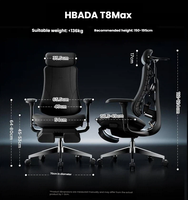 Chaise de bureau ergonomique ventilée intelligente HBADA T8 Max AI pour le jeu et l'ordinateur