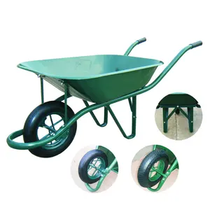 WB6400 130kg 14"x4" Rubber Wheel Metal Small Wheel Barrow Tool Cart Hand Trolley General Purpose Wheelbarrow