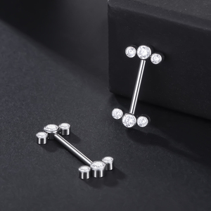 Piercings de <span class=keywords><strong>Mamelon</strong></span> en Titane ASTM F136 avec Cristaux CZ, Barbell de <span class=keywords><strong>Mamelon</strong></span> Fileté Internement 14G, Bijou de Piercing pour <span class=keywords><strong>Mamelon</strong></span> - Product Image 5