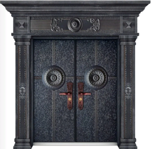 Portes doubles en métal pour l'extérieur, portes d'entrée principales en acier pour villa, designs avec cadre noir - Product Image 3