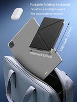 Oplaadbaar driedelig opvouwbaar toetsenbord, afneembaar lederen multifunctioneel draadloos bluetooth 5.0 opvouwbaar toetsenbord voor tablet/telefoon/pc