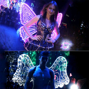 Custom LED Butterfly <strong>Wings</strong> <strong>Suit</strong> for Birthday Party Cosplay Colorful Neon Sign Costume Set with Bar Models &amp; Angle <strong>Wing</strong> Display - Product Image 5