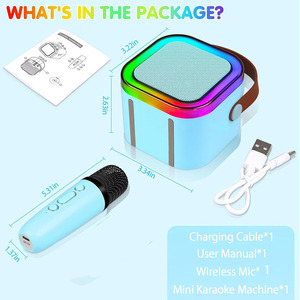 Máquina de Karaoke Portátil Mini RGB LED con Micrófonos Inalámbricos para Niños y Adultos, Cine en Casa para Fiestas de <span class=keywords><strong>Cumpleaños</strong></span> - Product Image 4