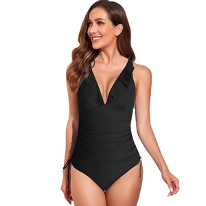 Maillot de bain une pièce pour femmes, col en V profond, à volants, extensible, pour la natation et les sports nautiques - Product Image 5