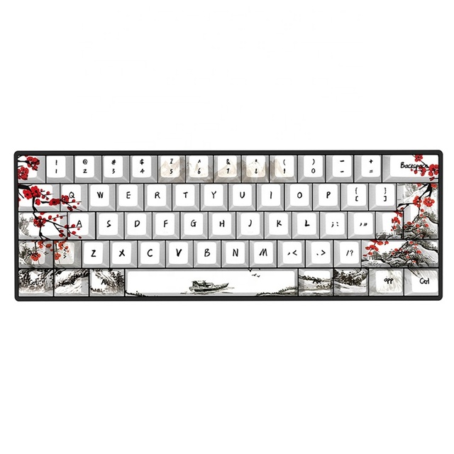 80 Keys Plum Blossom Keycaps Cherry Profile Dye Sublimation Pbt Material for GH60 GK61 GK64 SK61Anne Pro Mechanical Keyboards