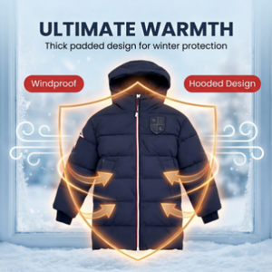 Manteau d'hiver rembourré à capuche pour garçons, <span class=keywords><strong>bleu</strong></span> <span class=keywords><strong>marine</strong></span>, avec broderie étoile sur la manche, imperméable, thermique, <span class=keywords><strong>parka</strong></span> quotidienne - Product Image 2