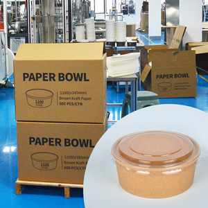 Senang Dùng Một Lần 500Ml 750Ml 1000Ml 1100Ml Vòng Kraft Giấy Trái Cây Bát Salad Thực Phẩm Container Takeout Vòng Giấy Bát 100 Bộ - Product Image 3