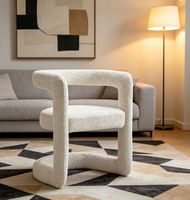 Fauteuil d'appoint unique en forme de U en tissu Teddy Boucle, moderne et minimaliste, fauteuil de loisirs incurvé pour la maison, l'hôtel et l'exposition d'art