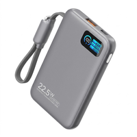 Batterie externe 10000 mAh à charge rapide, cellule semi-solide, écran TFT, prise en charge de l'accès aux données, mode de charge au goutte-à-goutte, câble intégré