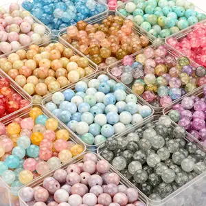 8mm Glass Water-Dyed Implosion Cracked Beads Colored Beads Handmade Diy Necklace Bracelet Beads