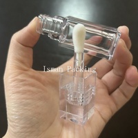 ISMAN Offre Spéciale – Tube de brillant à lèvres carré transparent 8ml 10ml avec grand applicateur, emballage transparent pour gloss, bouteille personnalisable avec logo