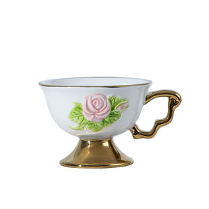 <strong>Turkish</strong> <strong>Coffee</strong> <strong>Cup</strong> Ceramic Flower Basket + Gold-plated <strong>Coffee</strong> <strong>Cup</strong> and Saucer Set, Espresso <strong>Cup</strong> and Saucer, with Color Box - Product Image 5