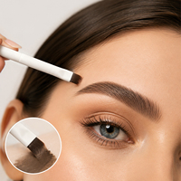 Pinceau de maquillage professionnel ultra-fin et coudé pour sourcils, eye-liner et anticernes – Pinceau lame fine coudée pour débutants