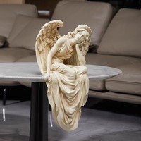 Ornement en résine d'ange assis de style vintage européen pour la décoration de la maison, du salon, de l'entrée, du balcon ou du bureau
