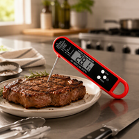 Termometer Makanan Lipat Digital, Pengukur Suhu Daging BBQ Dapur
