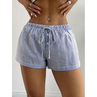 Shorts décontractés rayés pour femmes, style européen et américain, basiques et tendance, pour l'été et la maison, coupe ample, transfrontalier
