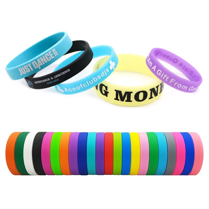 Print Customize Shape Promotional Wristbands Events and Brand Awareness Print Rubber Silicone Bracelet Wristband YJEL0021