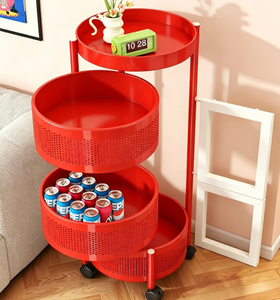<b>Mini</b> Cart - Snack <b>Storage</b> with Moveable Rotating Base - Suitable for Home Living Room - Multi-layer Toy <b>Storage</b> Rack - Product Image 4