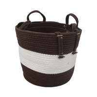 Panier de rangement en corde de coton tissé avec poignée, panier en corde de coton, panier tissé à la main