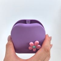 Nouvel étui à clés en silicone au design floral élégant, porte-monnaie magnétique, porte-cartes, organisateur d'objets divers, double compartiment pour écouteurs