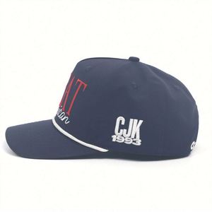 Casquette snapback 5 panneaux en nylon imperméable brodée pour homme avec cordon - Product Image 5