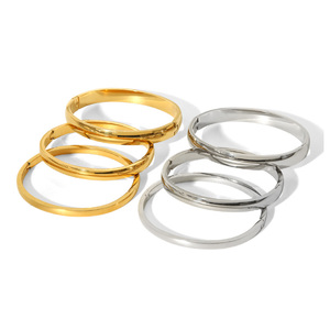 Fashion Blank <strong>Silver</strong> <strong>Bangle</strong> <strong>Bracelet</strong> Women 18K Gold Cuff <strong>Bracelet</strong> Stainless Steel Trendy Style <strong>Bracelet</strong> - Product Image 3
