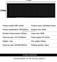 32*160 píxeles programable APP Control Led nombre Logo signo Flexible Led matriz paneles publicidad pantalla Led para publicidad
