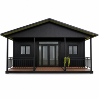 Rumah Prefabrikasi Baja Hitam Modern dengan Beranda, Rumah Kontainer Modular yang Dapat Diperluas, Dijual