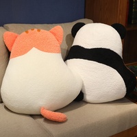 Coussin en peluche animal mignon, décoration créative pour canapé et chambre, coussin doux en forme de chat, panda, dinosaure