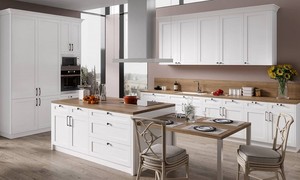 Cocina de gama alta 2025: puerta con marco cromado, acabado cepillado, armarios completos de madera maciza de nogal - Product Image 4