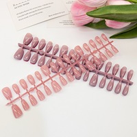 Uñas postizas de ojo de gato al por mayor, 30 unidades, cortas, tipo ataúd, de cobertura completa, puntas removibles, diseño para dedos.