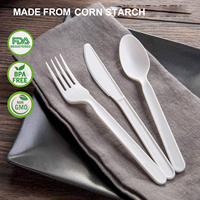Couverts jetables EcoNewLeaf en amidon de maïs, 100 % compostables, biodégradables, sans BPA, fourchettes, cuillères, couteaux, ensemble écologique pour les fêtes